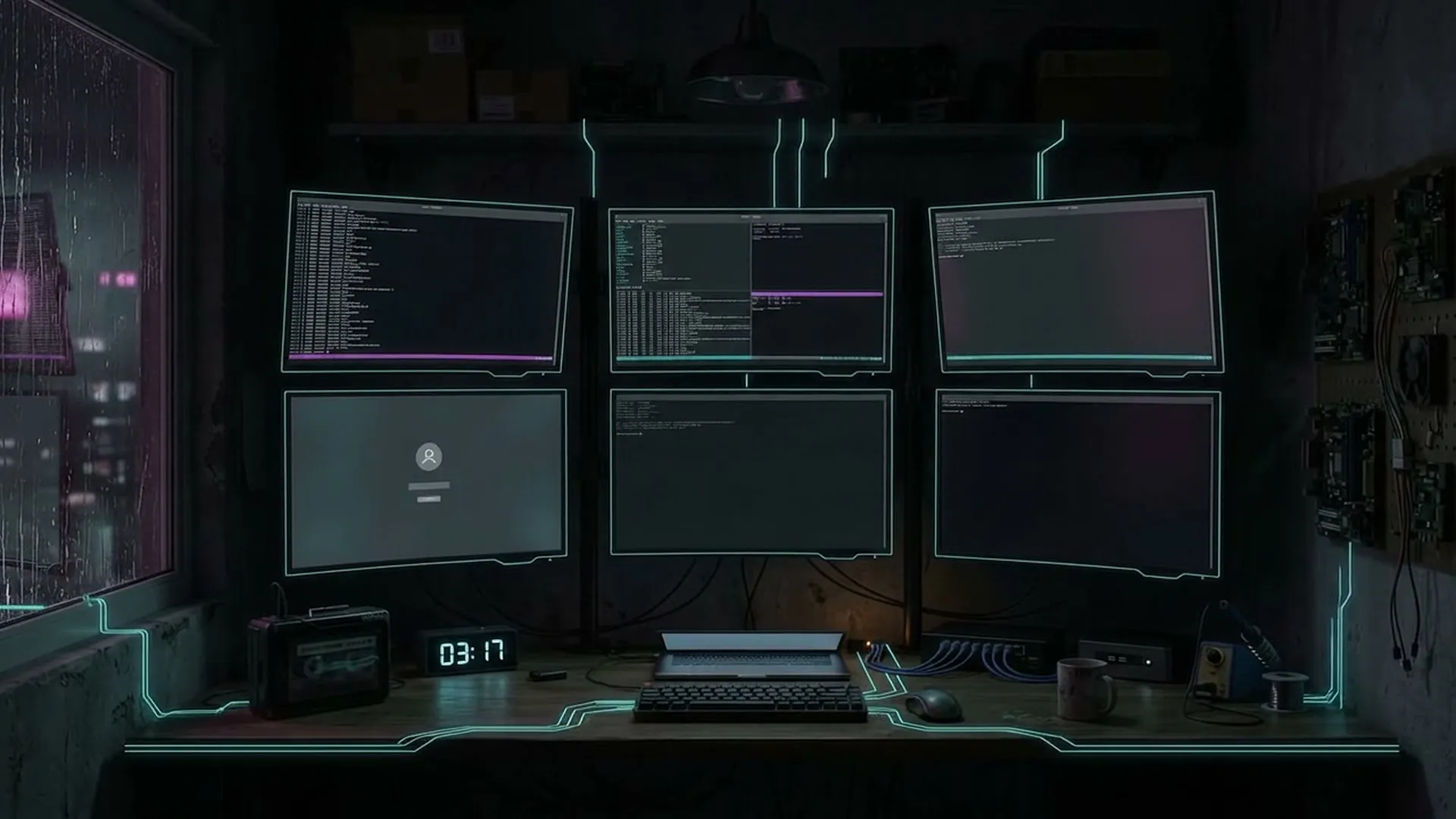 The centre monitor showing the Hash Drift overlay: evidence captured, event committed.