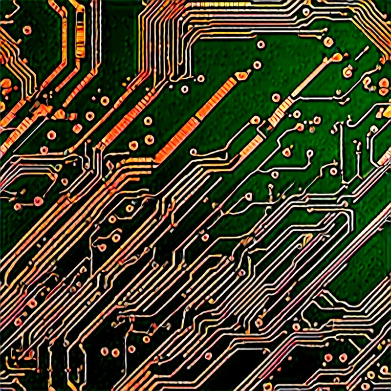 One of the three surviving PCB terminal backgrounds: green circuit traces and a tangle of wires.